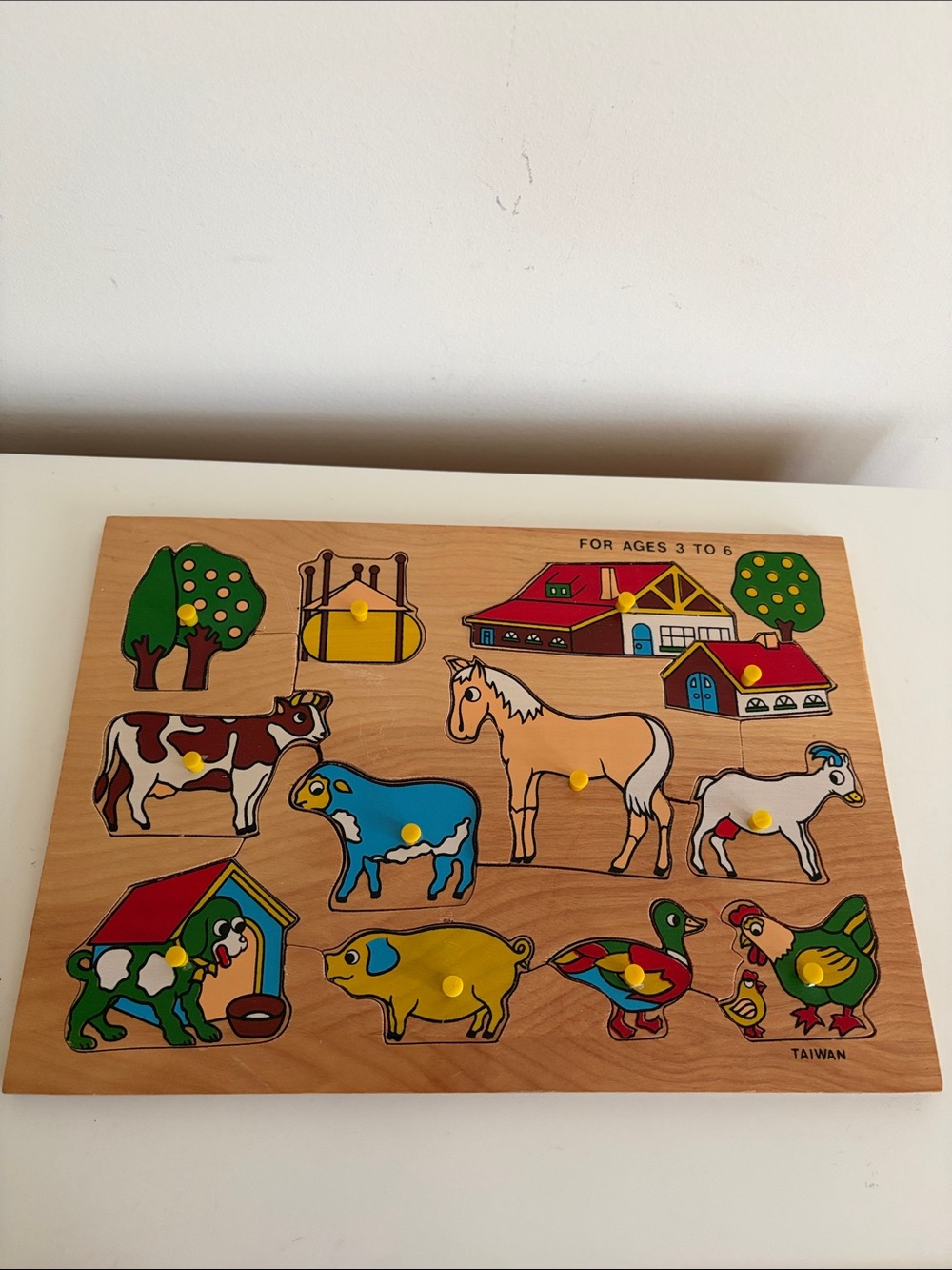 Vintage 12 pc Farm Wooden Puzzle